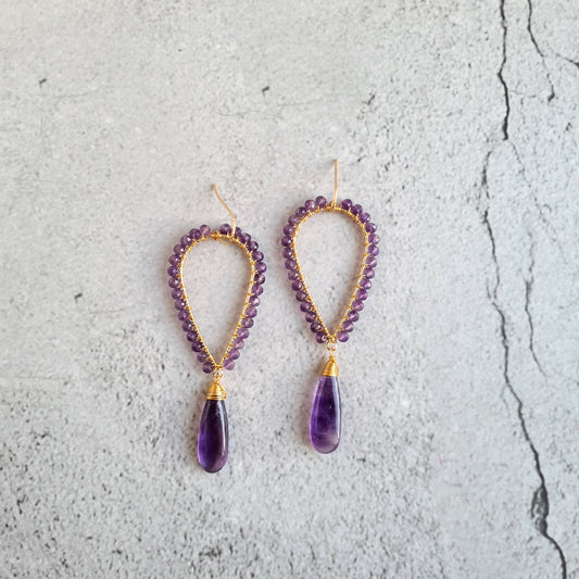 Amethyst Inverted Tear Drop Gemstone Earrings