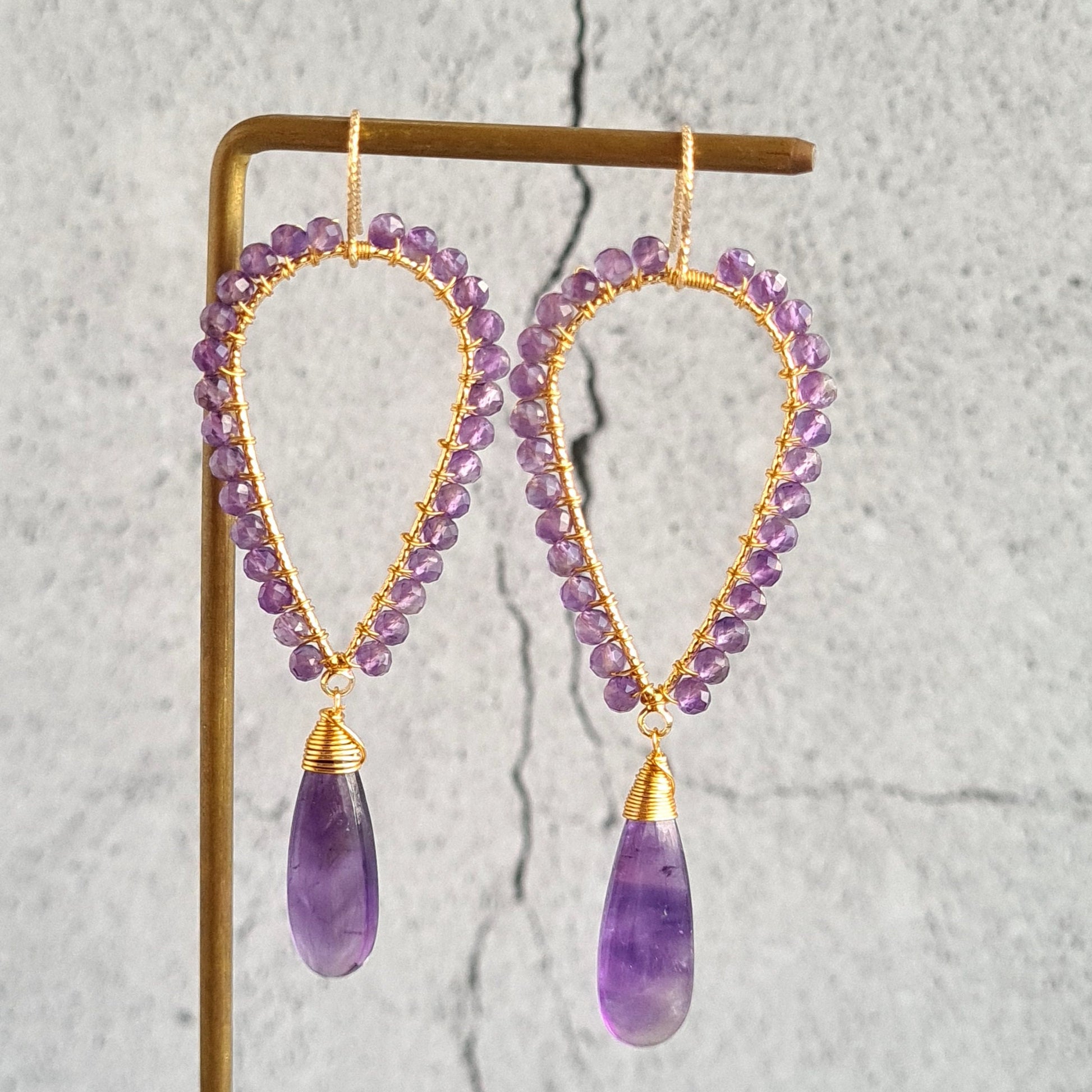 Amethyst Inverted Tear Drop Gemstone Earrings