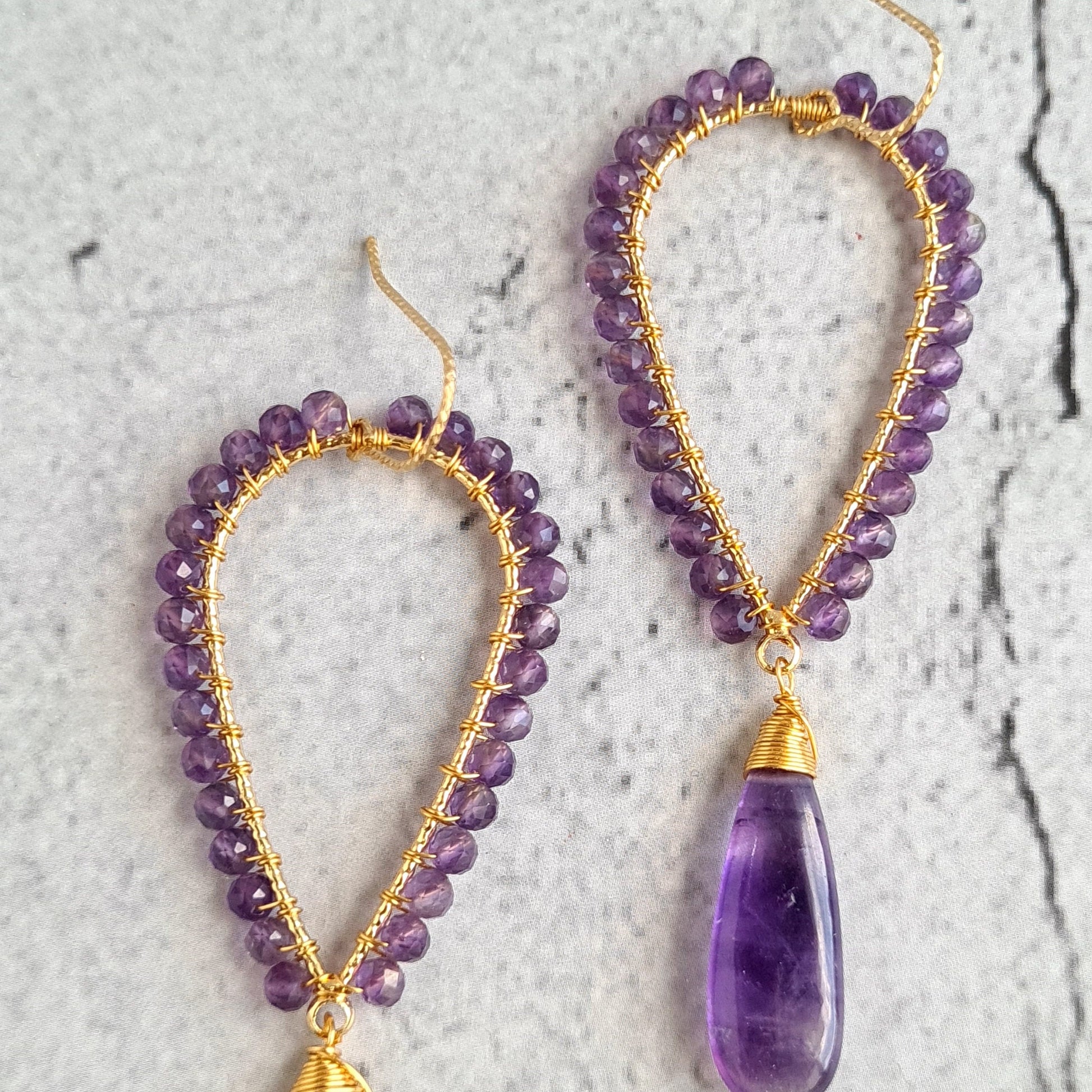 Amethyst Inverted Tear Drop Gemstone Earrings