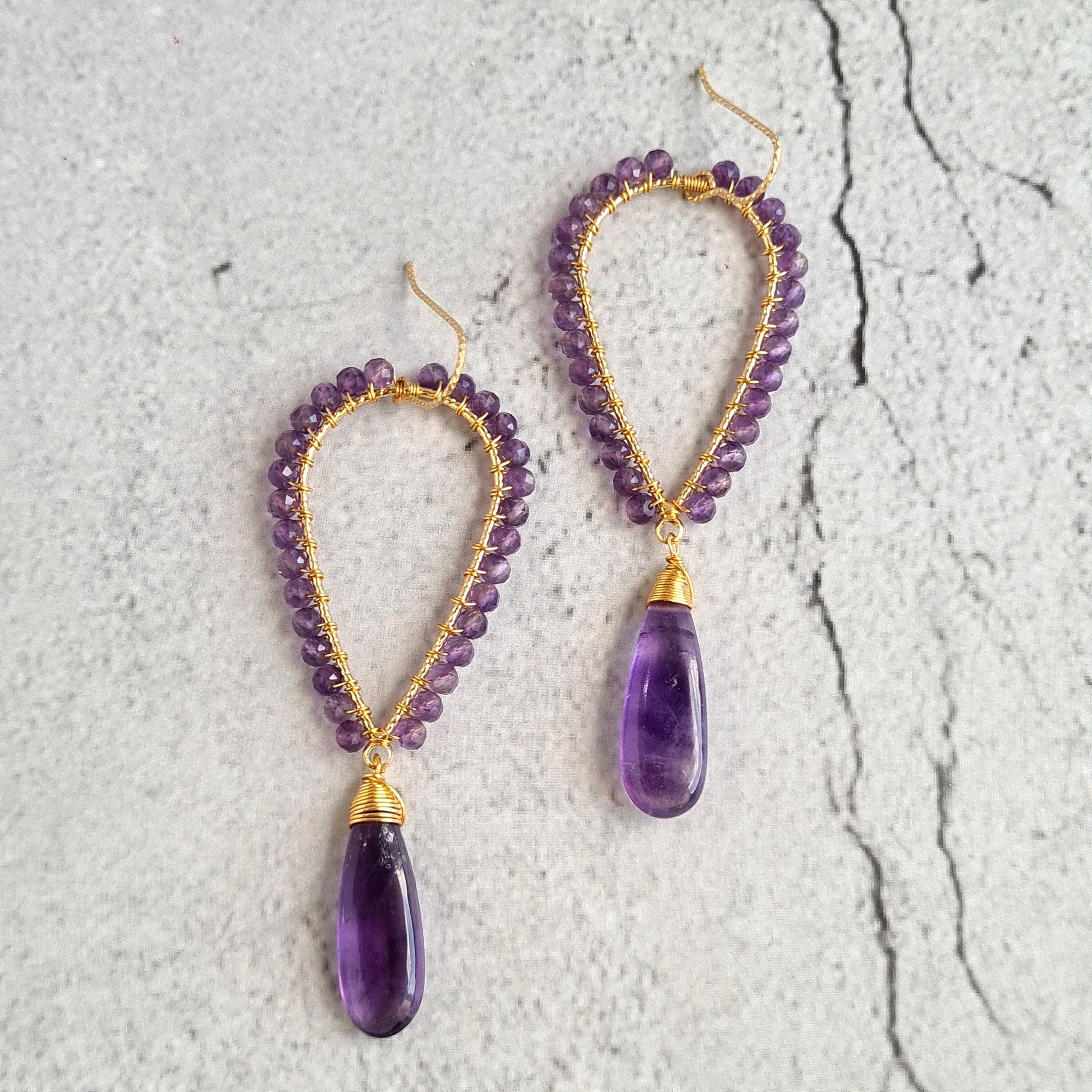 Amethyst Inverted Tear Drop Gemstone Earrings
