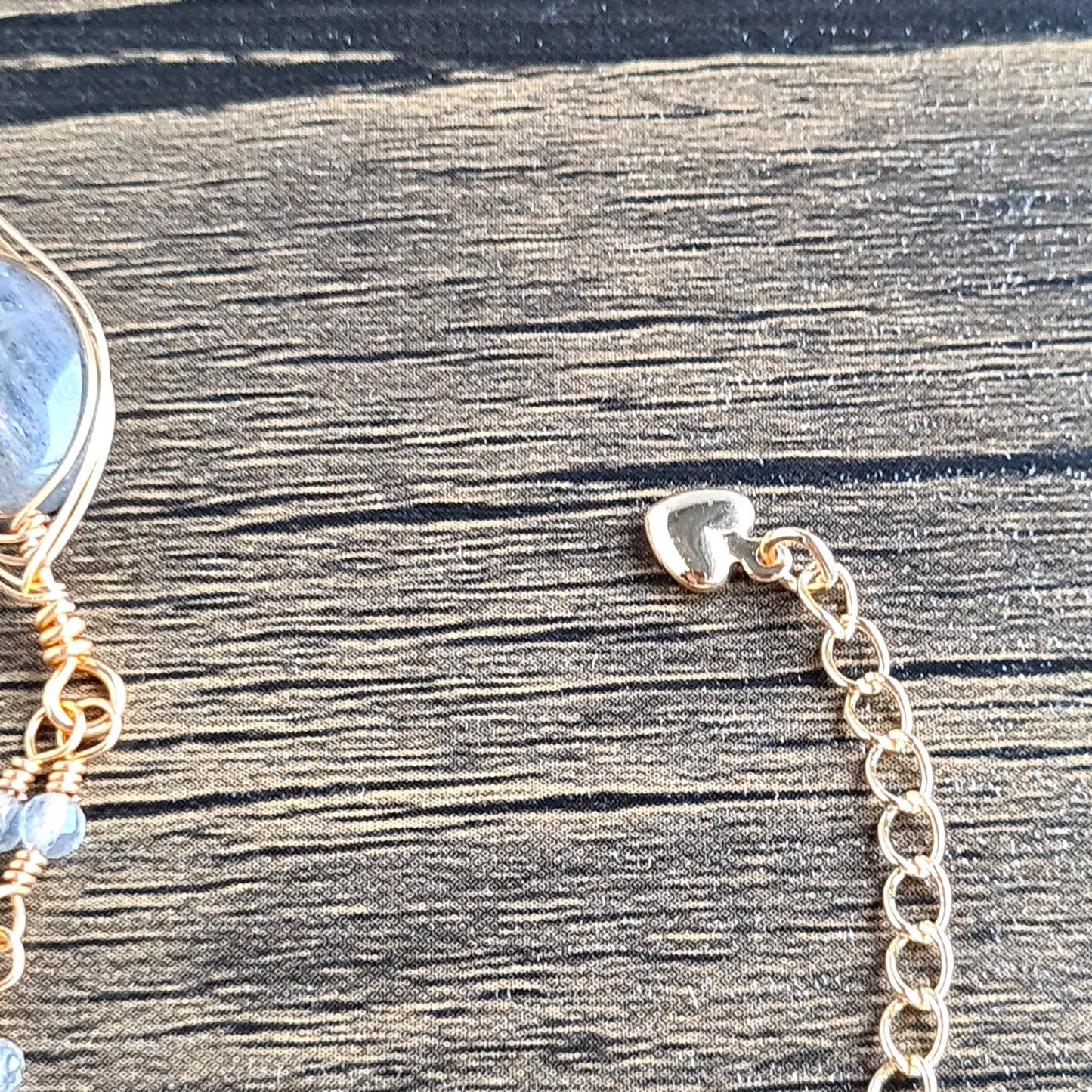 Labradorite Herringbone with Labradorite Chain Gemstone Bracelet