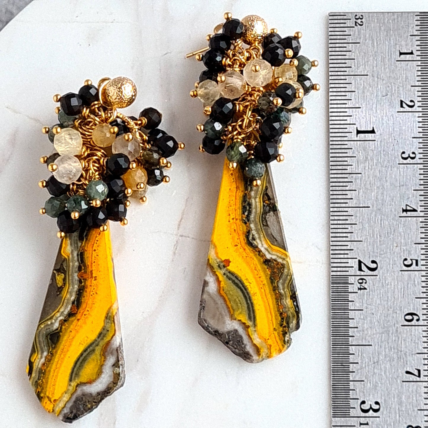Bumble Bee Jasper with Cluster of Golden Obsidian, Blue Tourmaline, Golden Rutile & Citrine