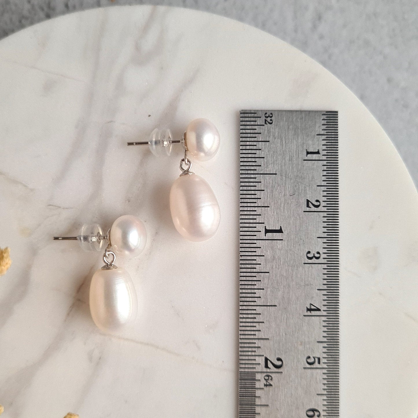 Double Fresh Water Pearl Ear Post - Gold