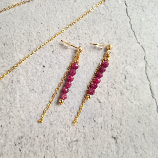 Bar Earrings - Gemstone - Ruby, Amethyst, Tanzanite, Jade, Golden Obsidian